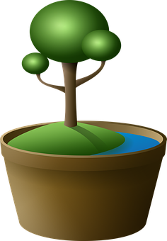 Stylized Potted Tree Illustration PNG