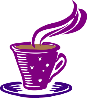 Stylized Purple Coffee Cup Graphic PNG