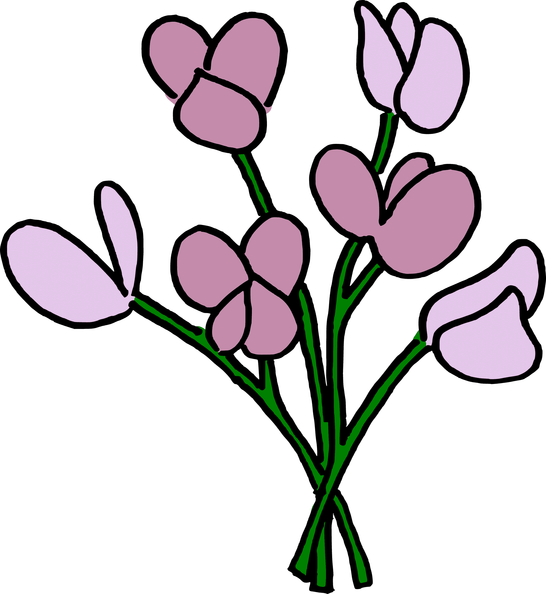 Stylized Purple Flowers Illustration PNG