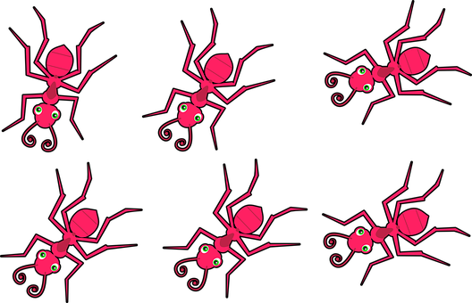 Stylized Red Ants Illustration PNG