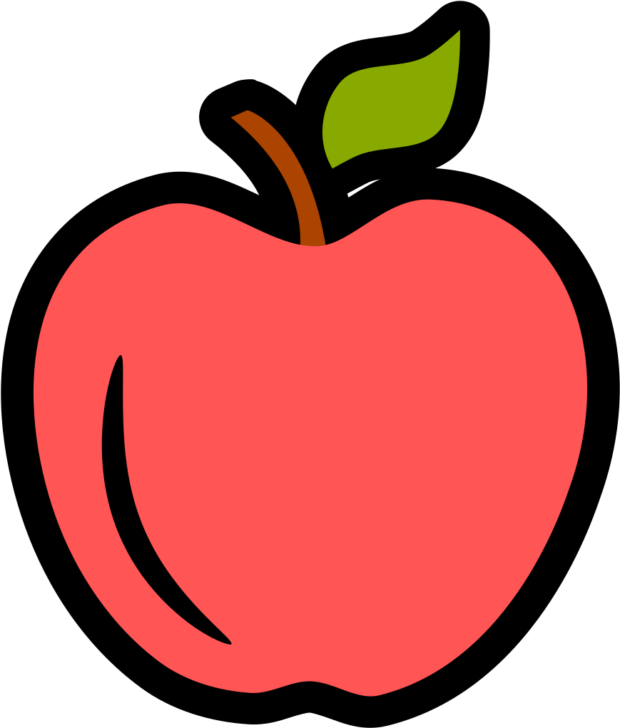 Red Apple Cartoon Illustration PNG