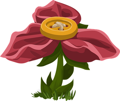Stylized Red Flower Illustration PNG