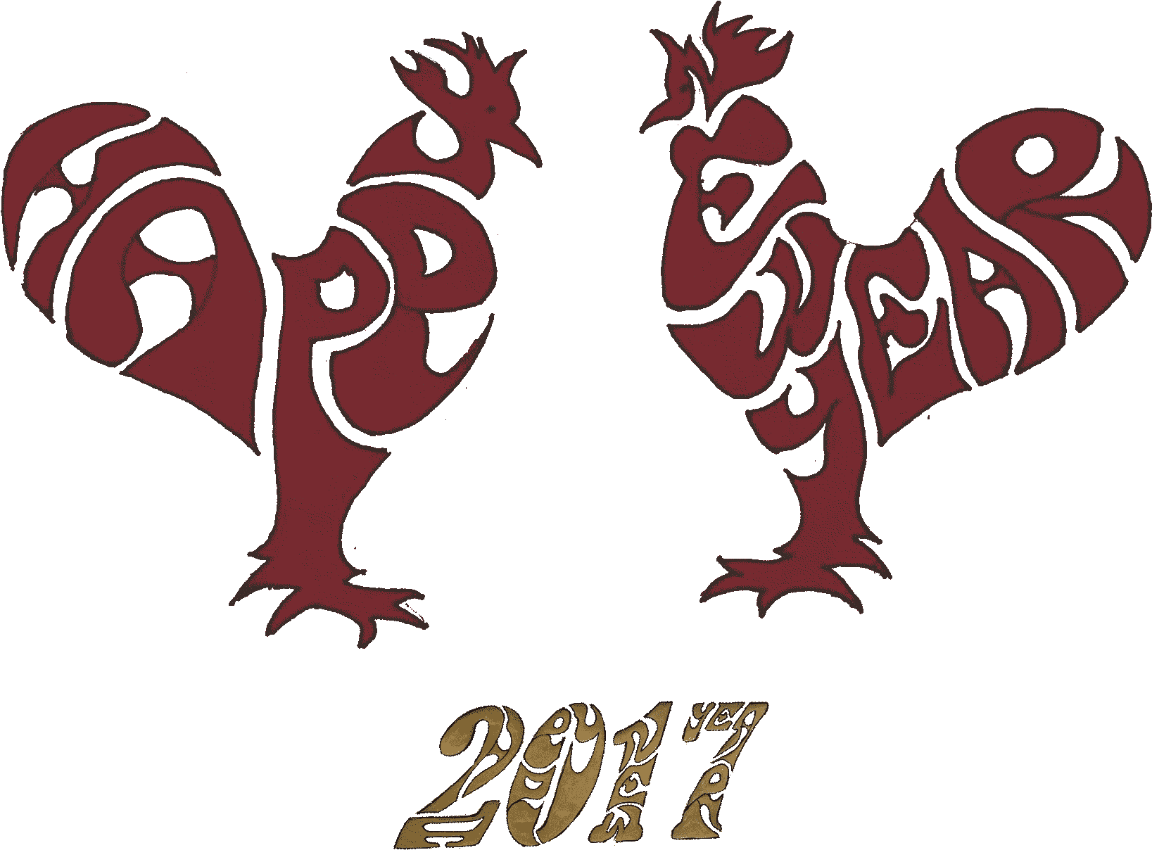 Stylized Red Roosters2017 PNG