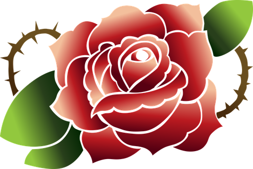 Stylized Red Rose Graphic PNG