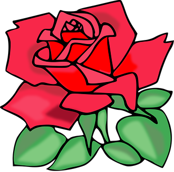 Stylized Red Rose Graphic PNG