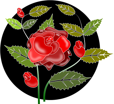 Stylized Red Rose Vector Art PNG