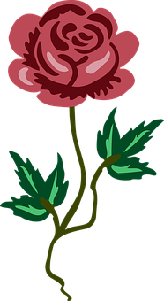 Stylized Red Rose Vector Illustration PNG
