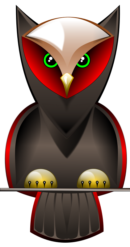 Stylized Redand Black Owl Illustration PNG