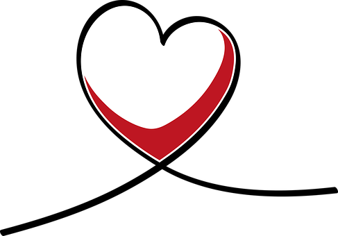 Stylized Redand White Hearton Black Background PNG