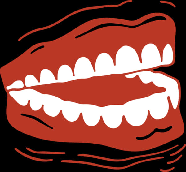 Stylized Redand White Smiling Mouth PNG