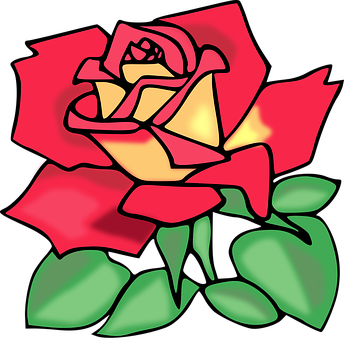 Stylized Redand Yellow Rose Artwork PNG