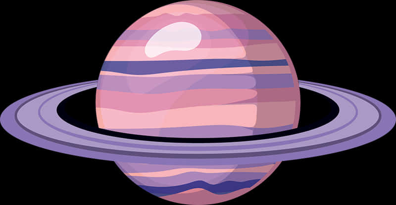 Stylized Ringed Planet Illustration PNG