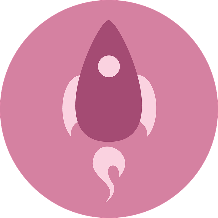 Stylized Rocket Icon Pink Background PNG