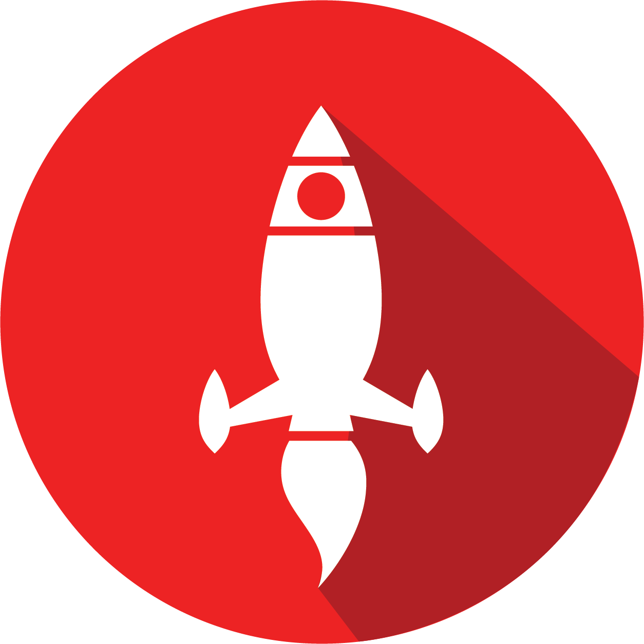 Stylized Rocket Icon Red Background PNG