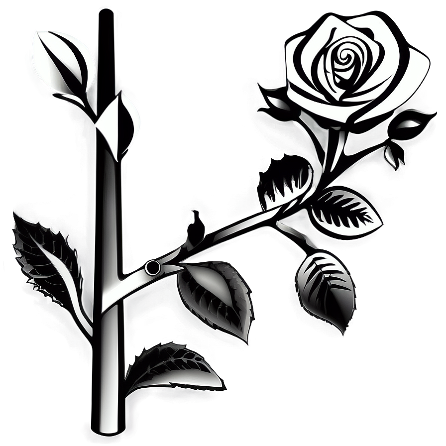 Stylized Rose Black And White Png 25 PNG