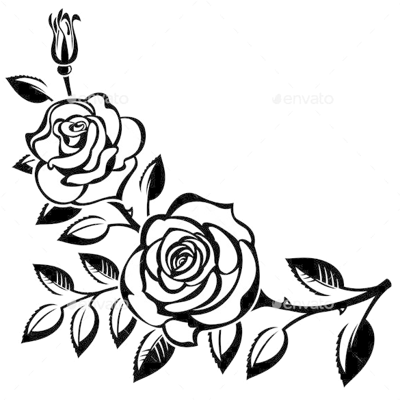 Stylized Rose Outlines PNG