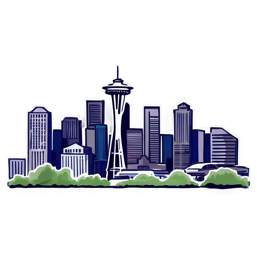 Stylized Seattle Skyline Drawing Png 06252024 PNG