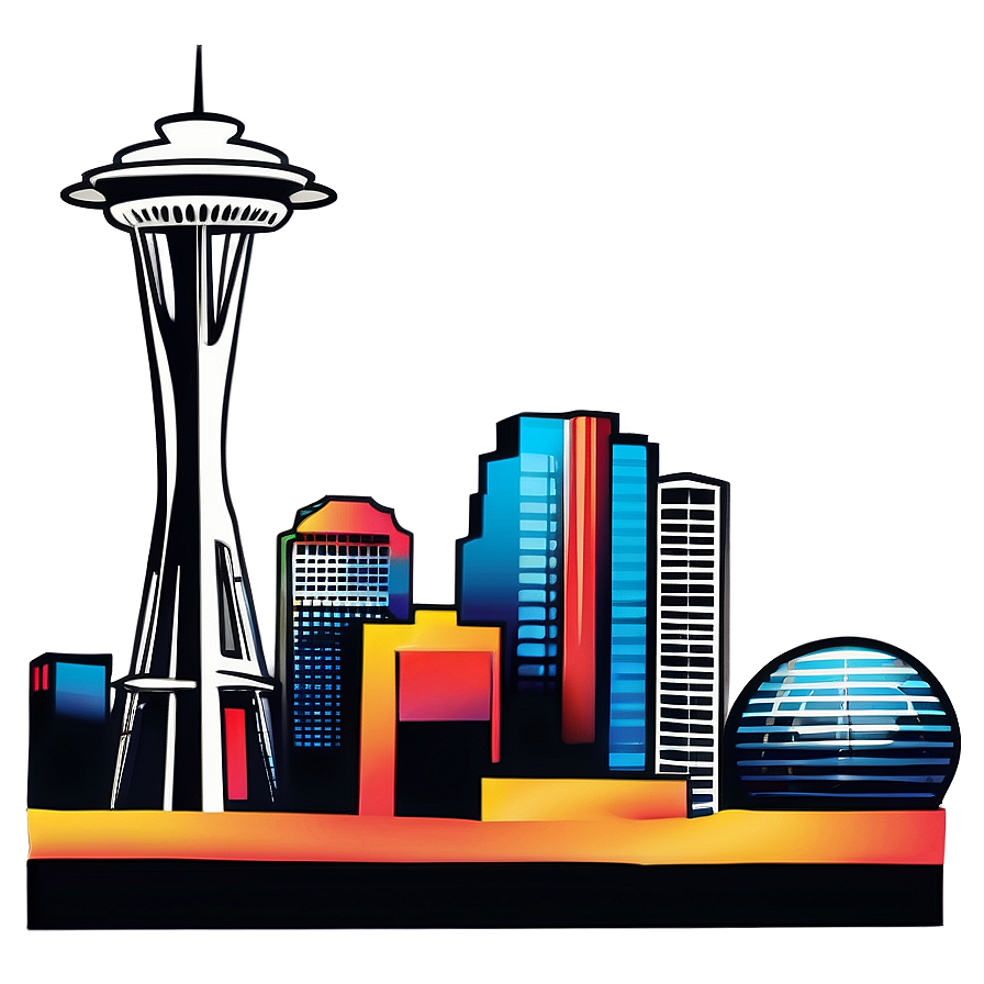 Stylized Seattle Skyline Drawing Png 80 PNG