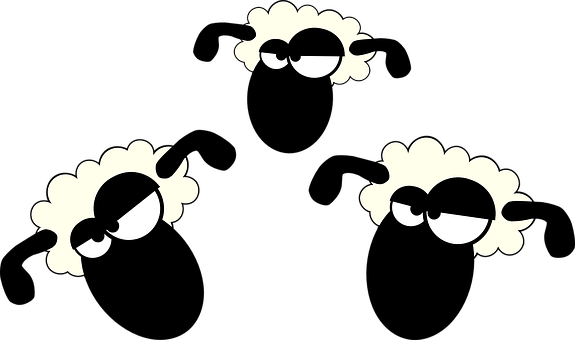 Stylized Sheep Cartoon Eyeson Black PNG