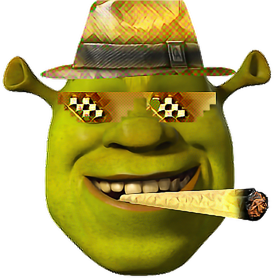 Stylized Shrek With Cigarand Sunglasses.png PNG