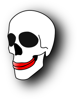 Stylized Skullwith Red Smile PNG