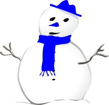 Stylized Snowmanwith Blue Accessories PNG