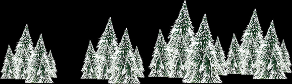 Stylized Snowy Pine Forest Pattern PNG