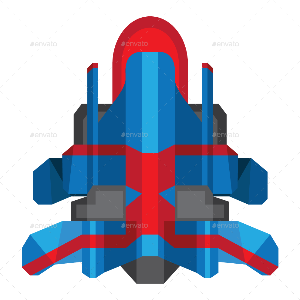 Stylized Spaceship Vector Illustration PNG
