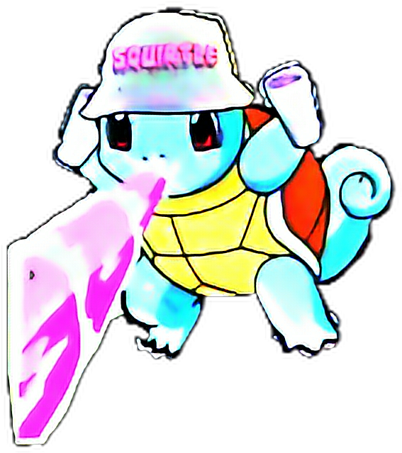 Stylized Squirtle With Surfboard PNG