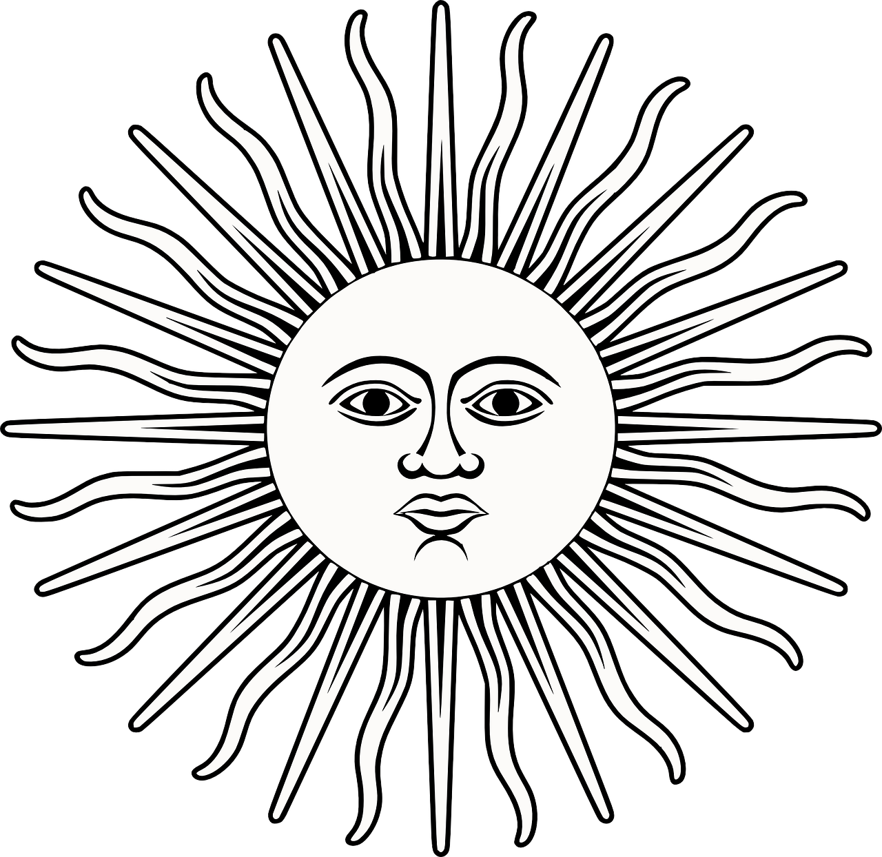 Stylized Sun Face Illustration PNG