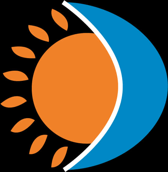 Stylized Sunand Moon Graphic PNG