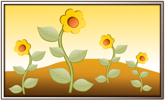 Stylized Sunflowers Artwork PNG