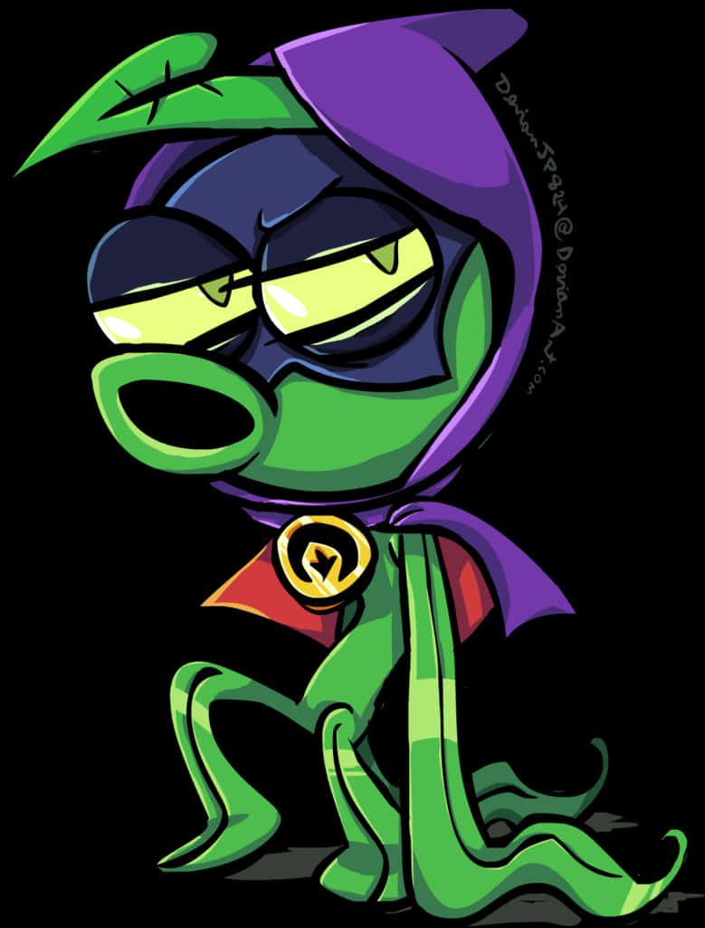 Stylized Superhero Frog Illustration PNG