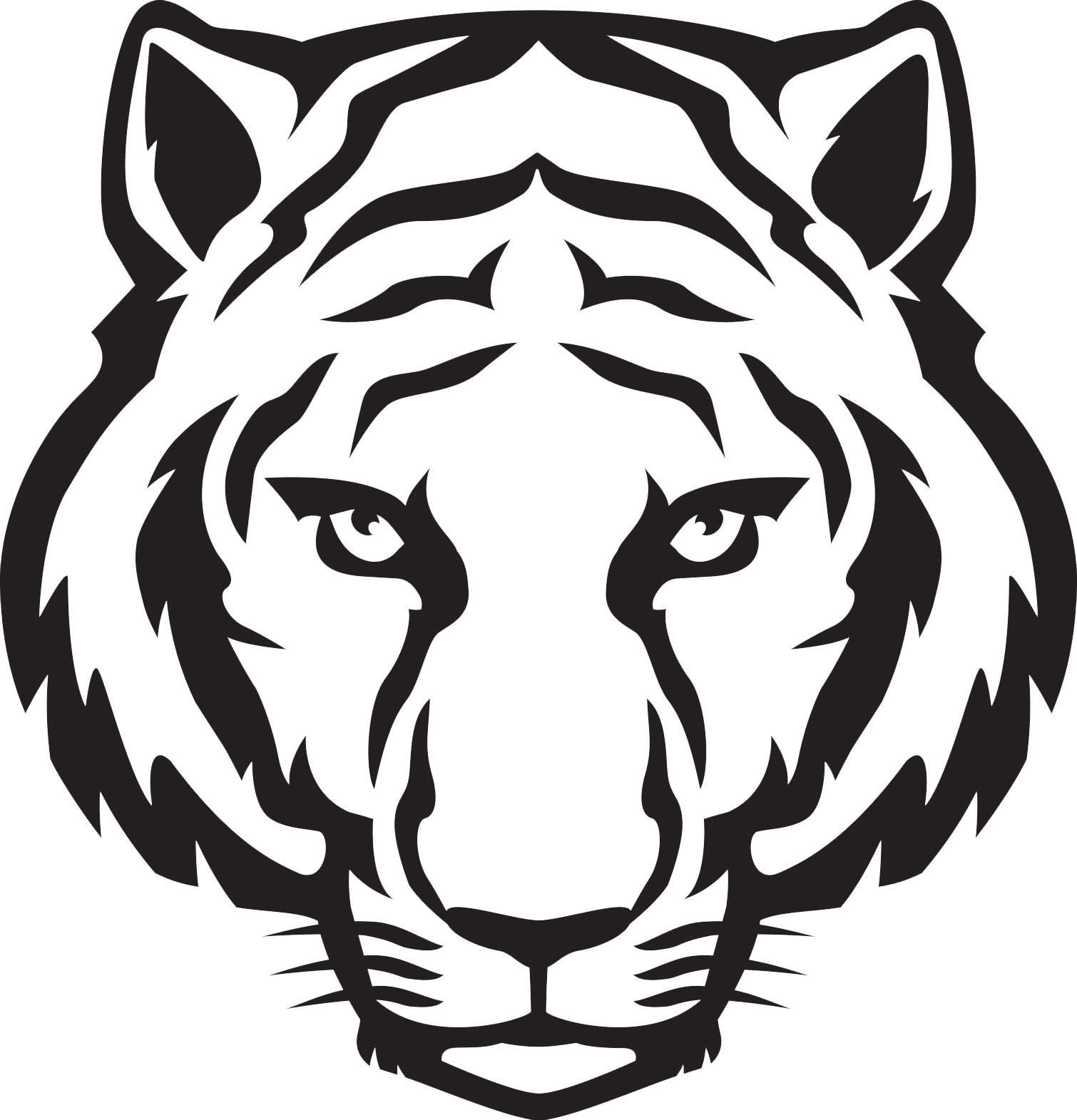 Stylized Tiger Head Graphic PNG