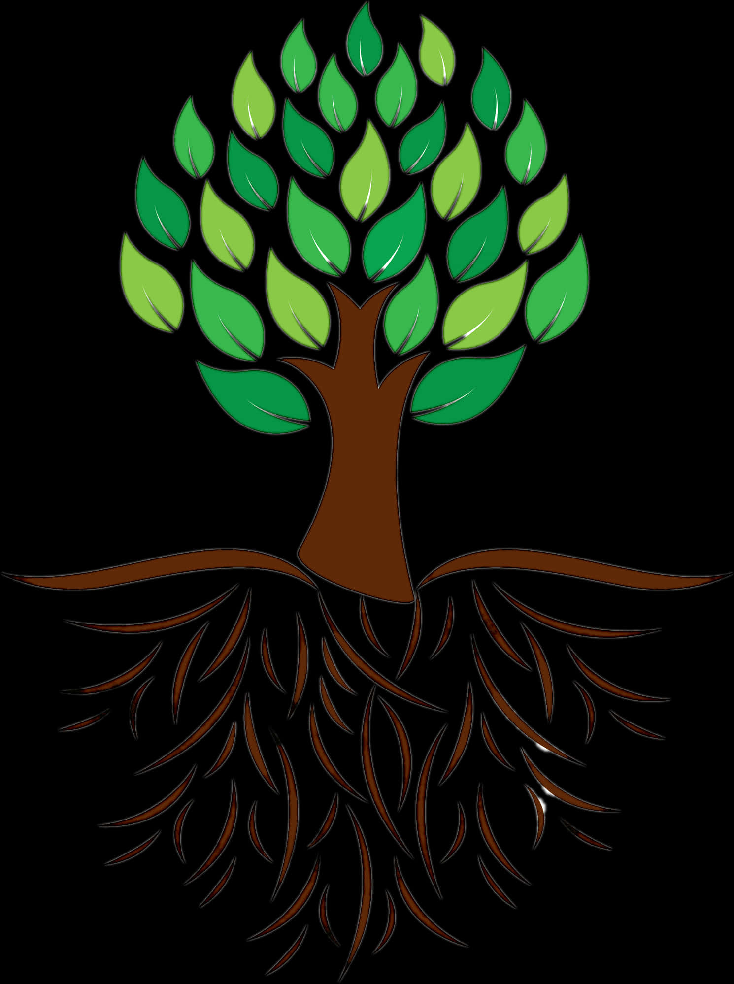 Stylized Treewith Roots Graphic PNG