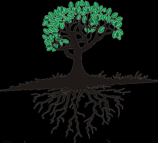 Stylized Treewith Roots PNG