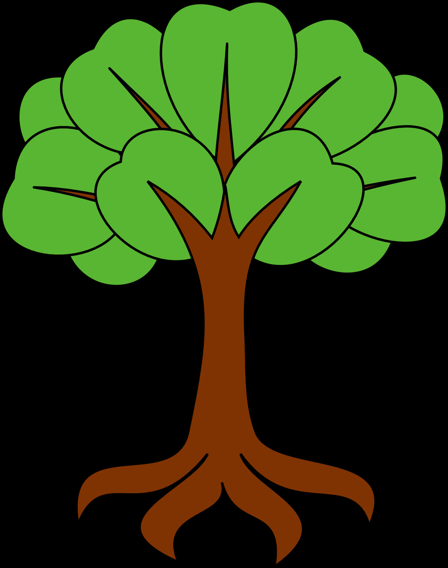 Stylized Treewith Visible Roots PNG