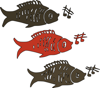 Stylized Trioof Fish Illustration PNG