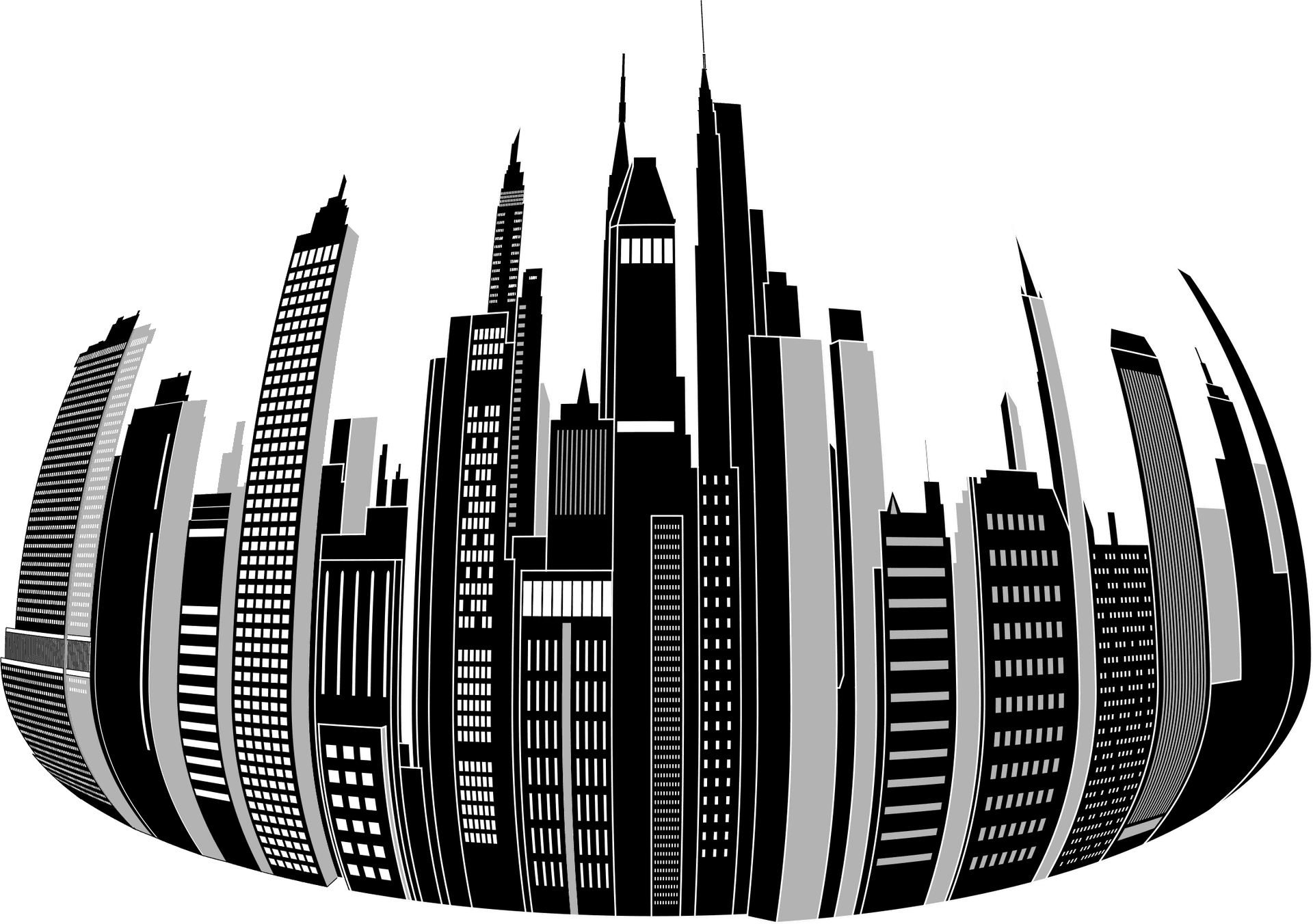 Stylized Urban Skyline Clipart PNG