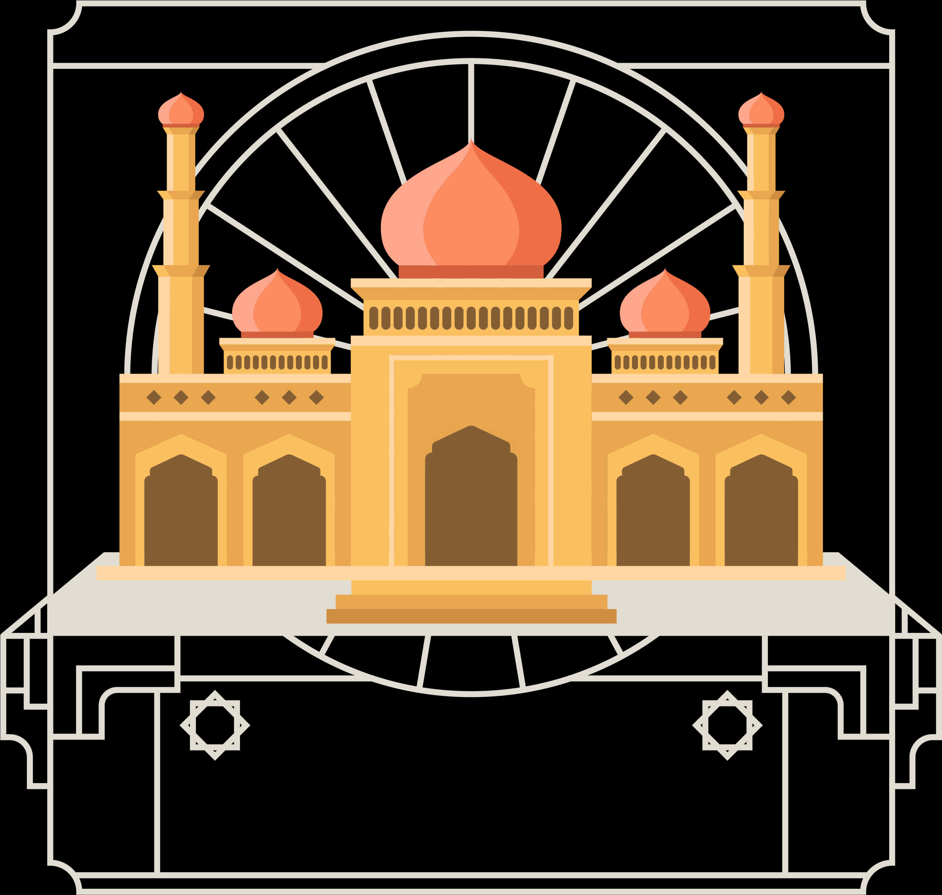 Stylized Vector Mosque Illustration PNG