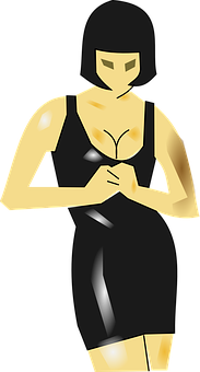 Stylized Vector Womanin Black Dress PNG