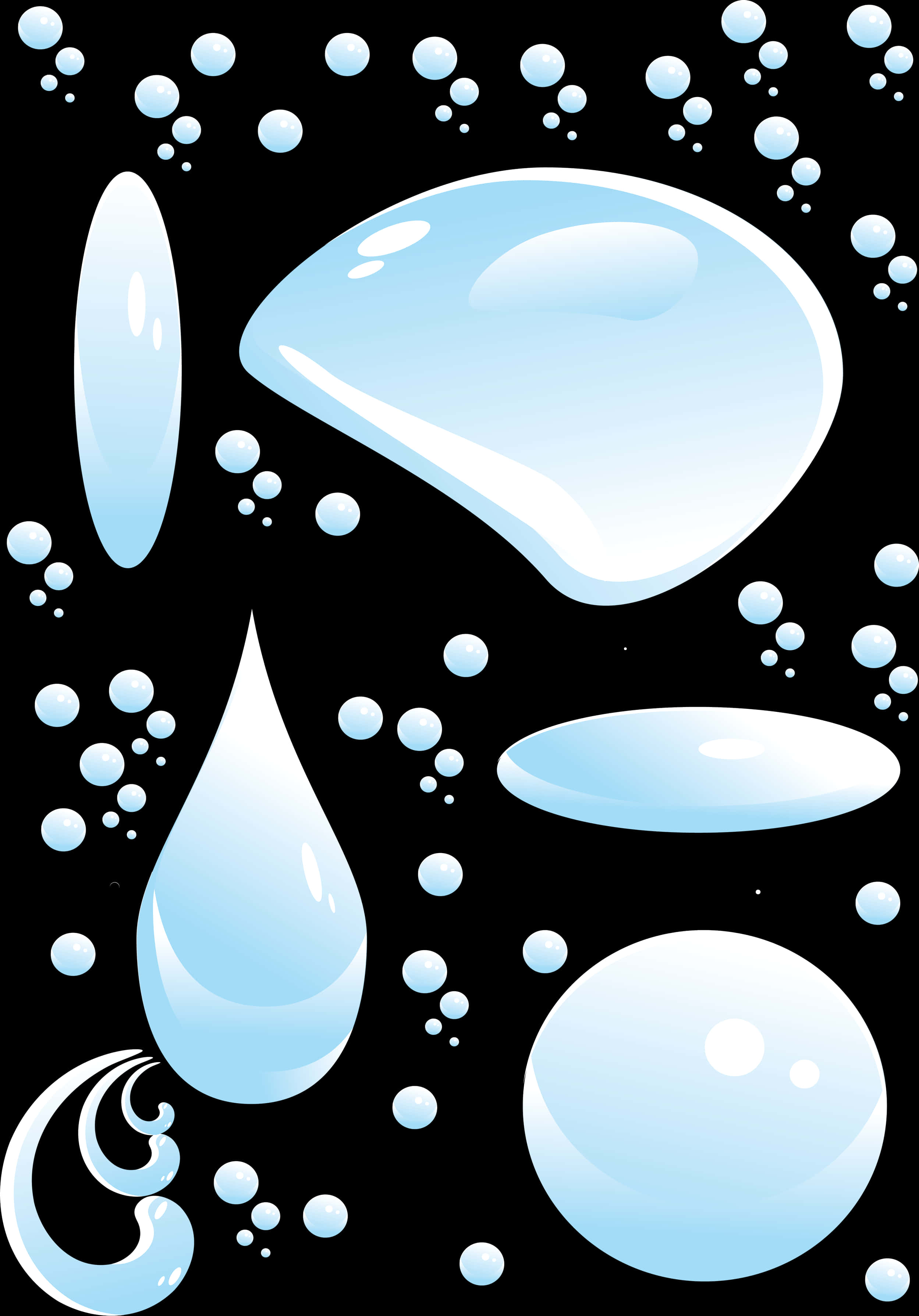 Stylized Water Drops Vector Illustration PNG