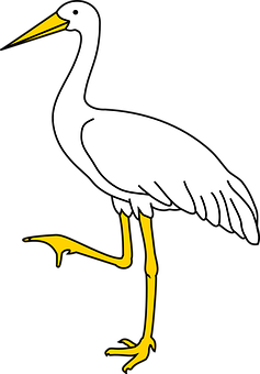 Stylized White Stork Illustration PNG