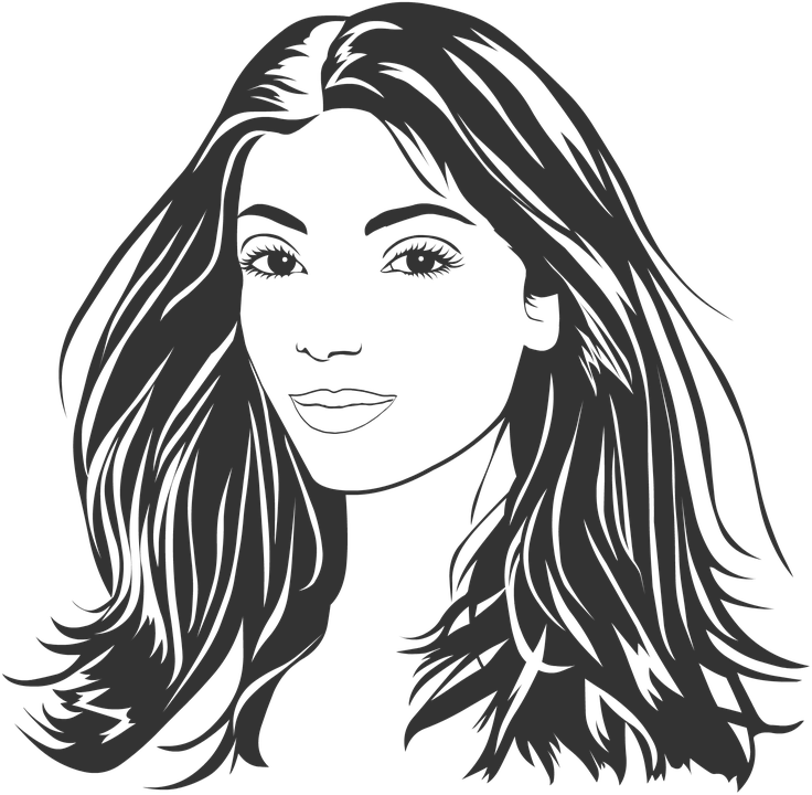 Stylized Woman Portrait Vector PNG