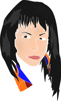 Stylized Woman Portrait Vector PNG