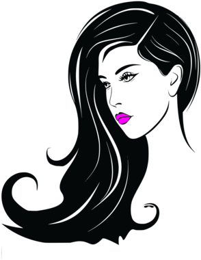 Stylized Woman Silhouettewith Flowing Hair PNG