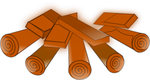 Stylized Wooden Logs Illustration PNG