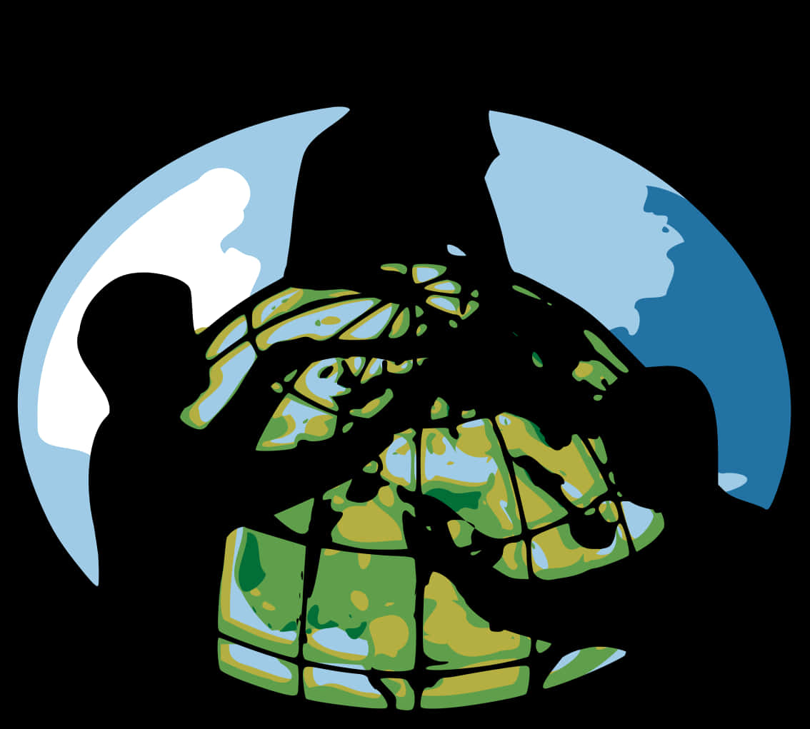 Stylized World Globeand Human Silhouette PNG