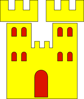 Stylized Yellow Castle Graphic PNG