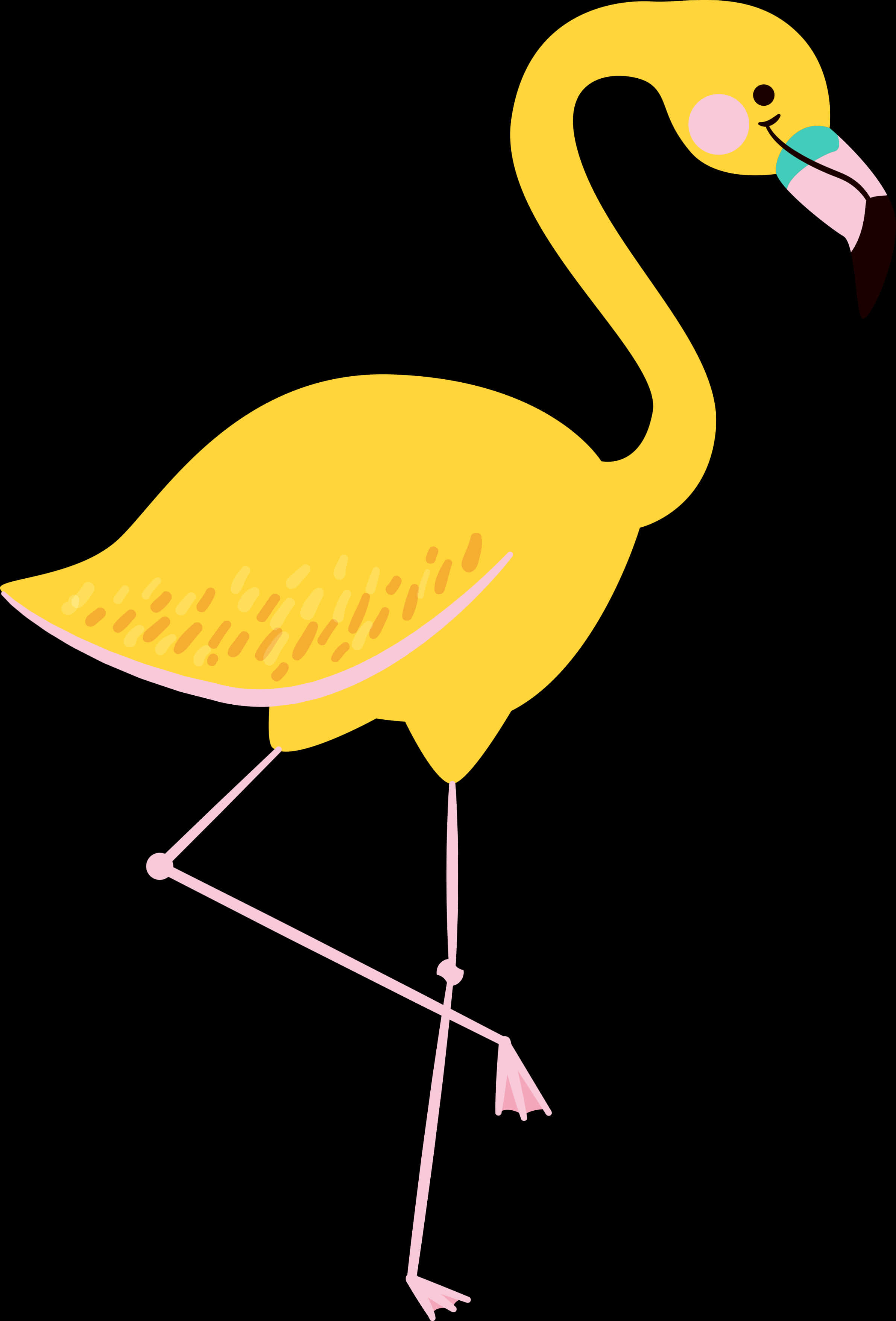 Stylized Yellow Flamingo Illustration PNG
